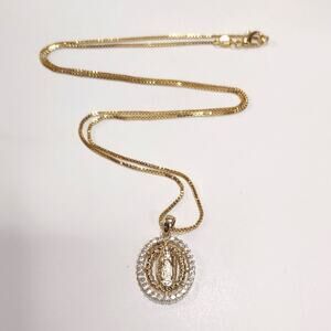 18k Gold Plated 925 Silver Lady Mary Christmas Birthday Women's Faith Vtg. Gift